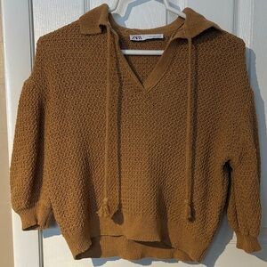 Zara Women's V-Neck Sweater in Warm Brown